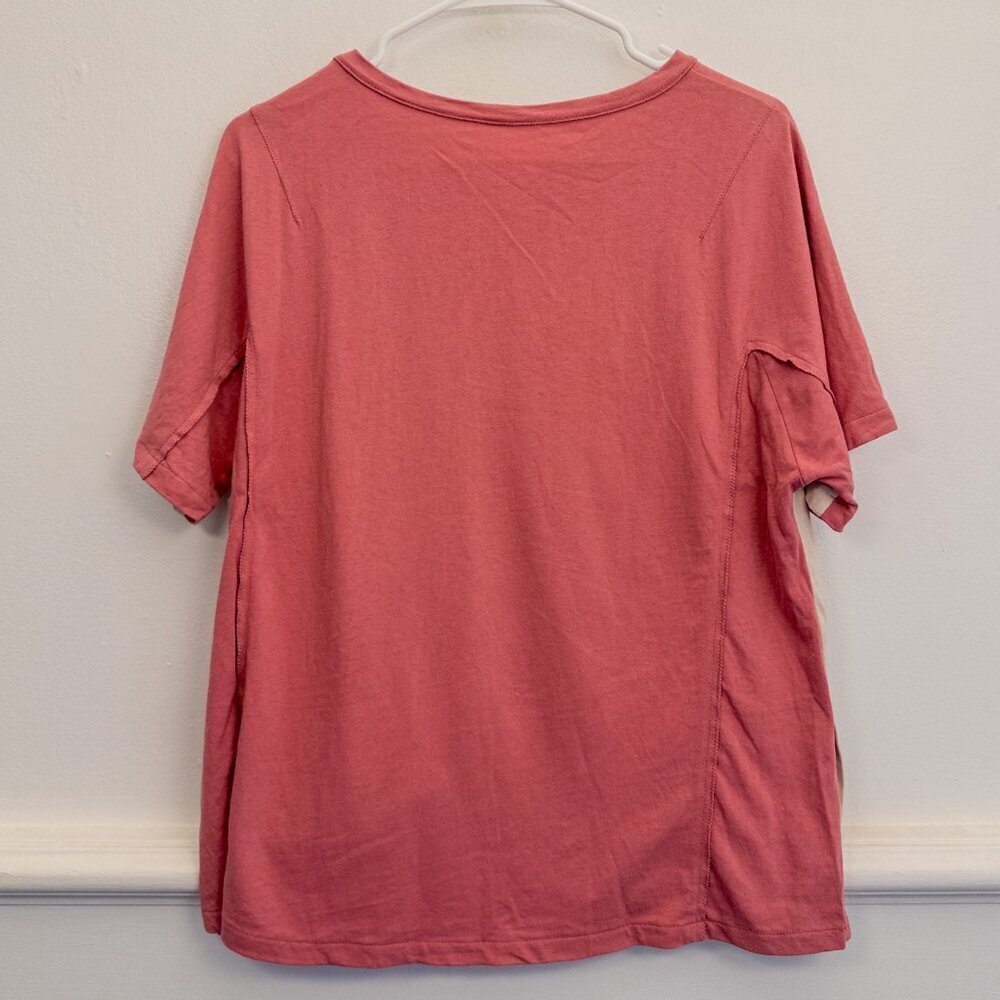 The Handsome Korea Colorblock Bird Embroidered Tee Free Size Oversized - Picture 3 of 4